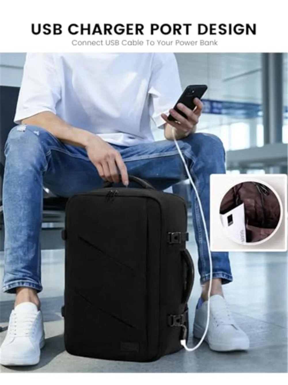 40L Carry On Travel Backpack 17 in Laptop Bag Airline Approved Packing Cubes USB